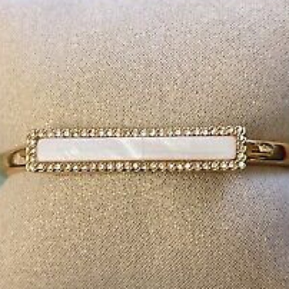 kate spade Jewelry - Kate Spade New York Mother of Pearl & Crystal Pave Bar Cuff Bracelet-